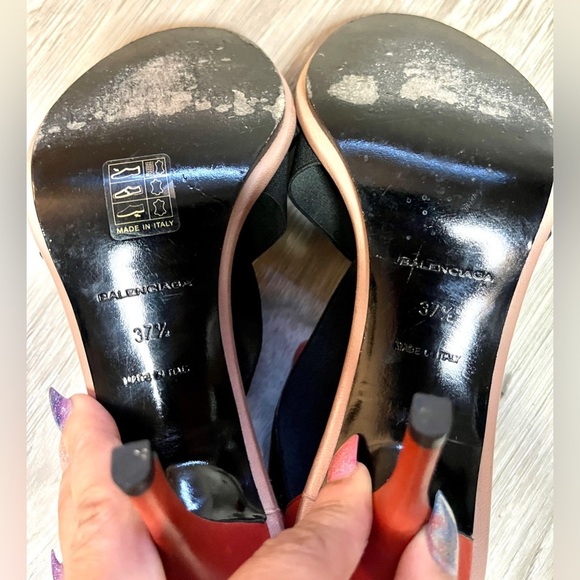 BALENCIAGA Neoprene Leather Crisscross Sandals Open Toe Red Black 6.5 $1000 - Picture 5 of 5